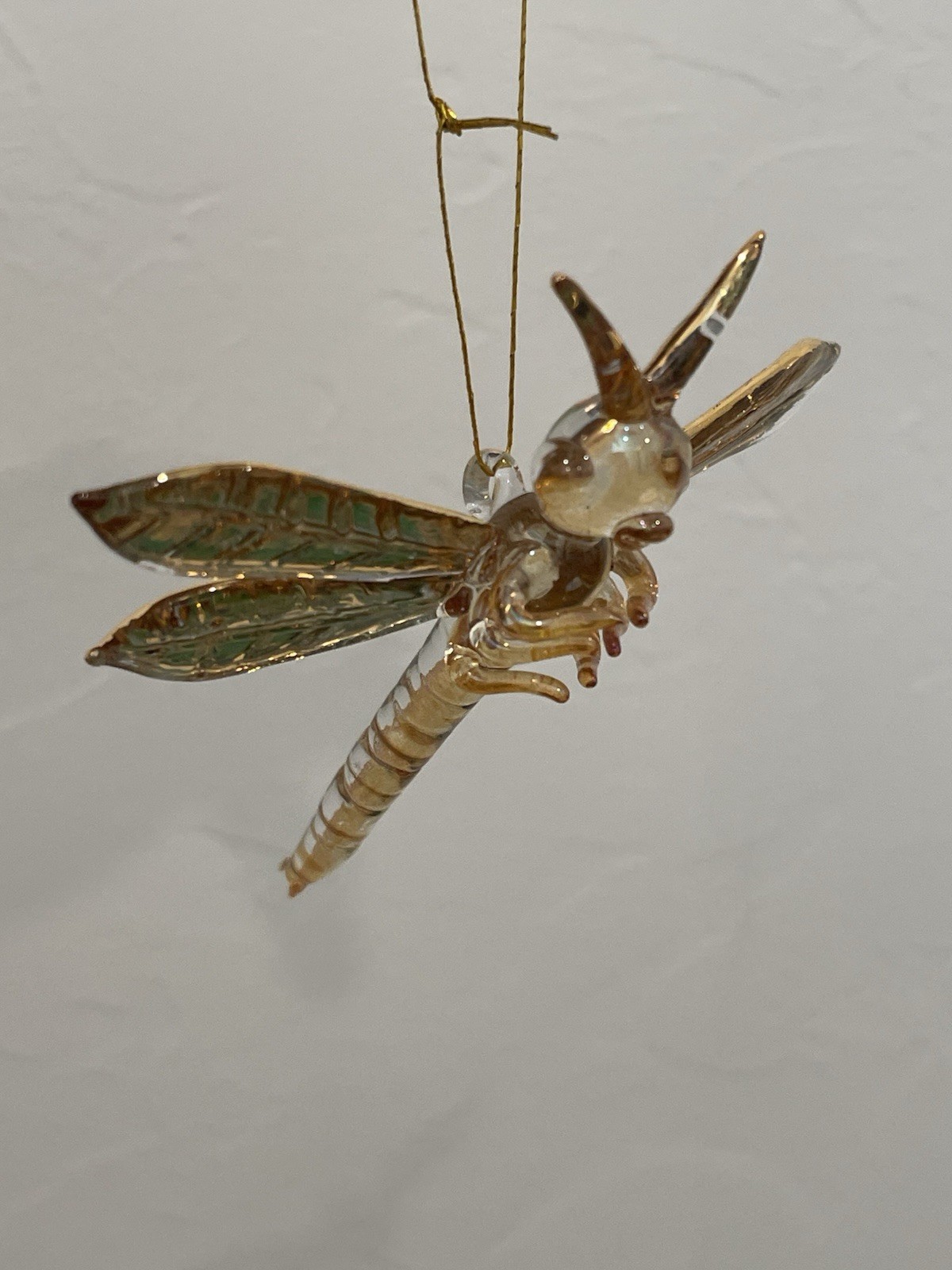 Hand Crafted Glass Gold Dragonfly Christmas Ornament Or Any Occasion