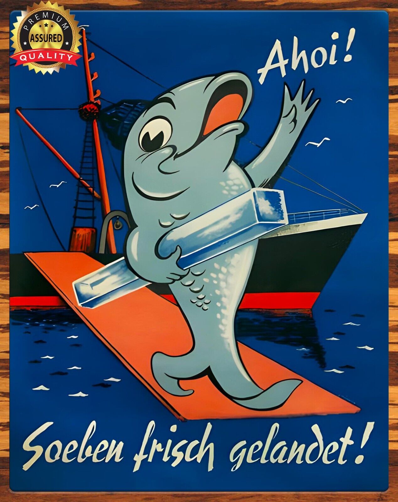 1960\'s Longshoreman Fish - Ahoi - Ahoy - Vintage - Metal Sign 11 x 14