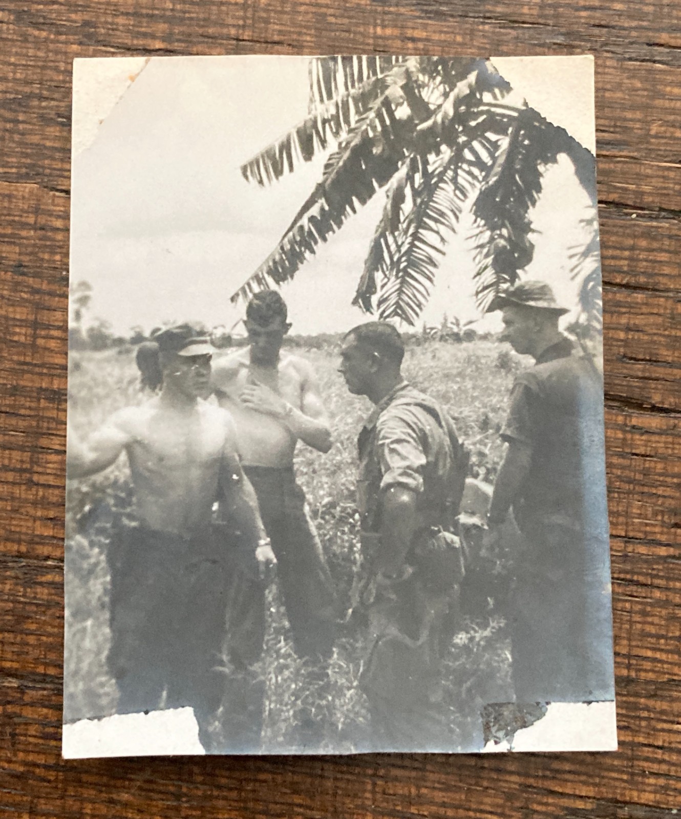 Vintage 1966 Vietnam War US Soldiers Shirtless Photo Vintage Military Photograph