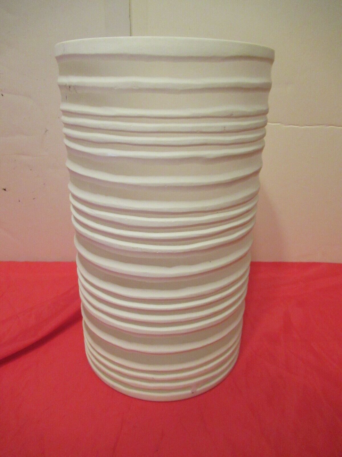 Unique 12 inch Tall 7 Inch wide Glass Vase with ringed Clay around it