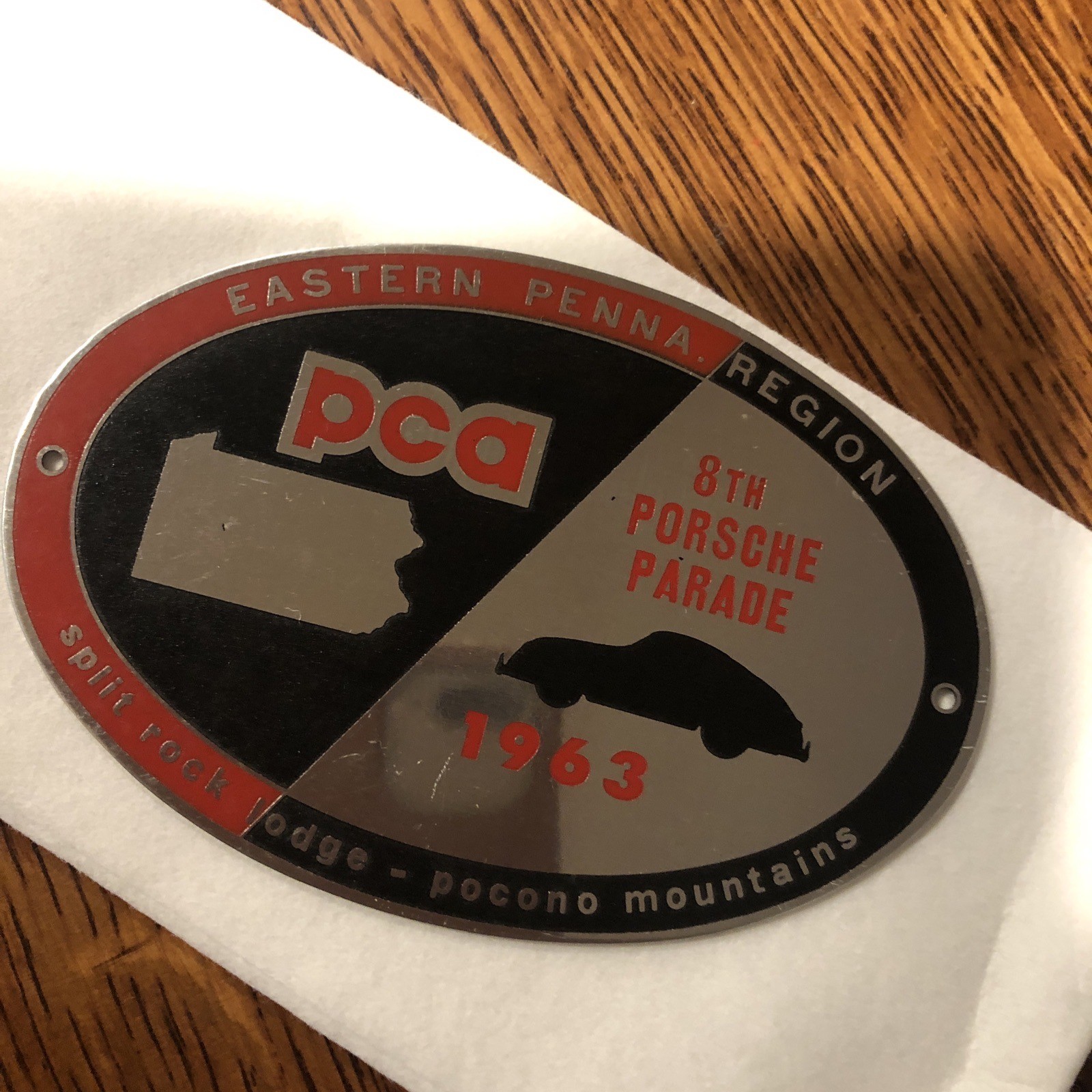 Vintage Original Porsche PCA Parade Grill Badge 1963 Eastern PA