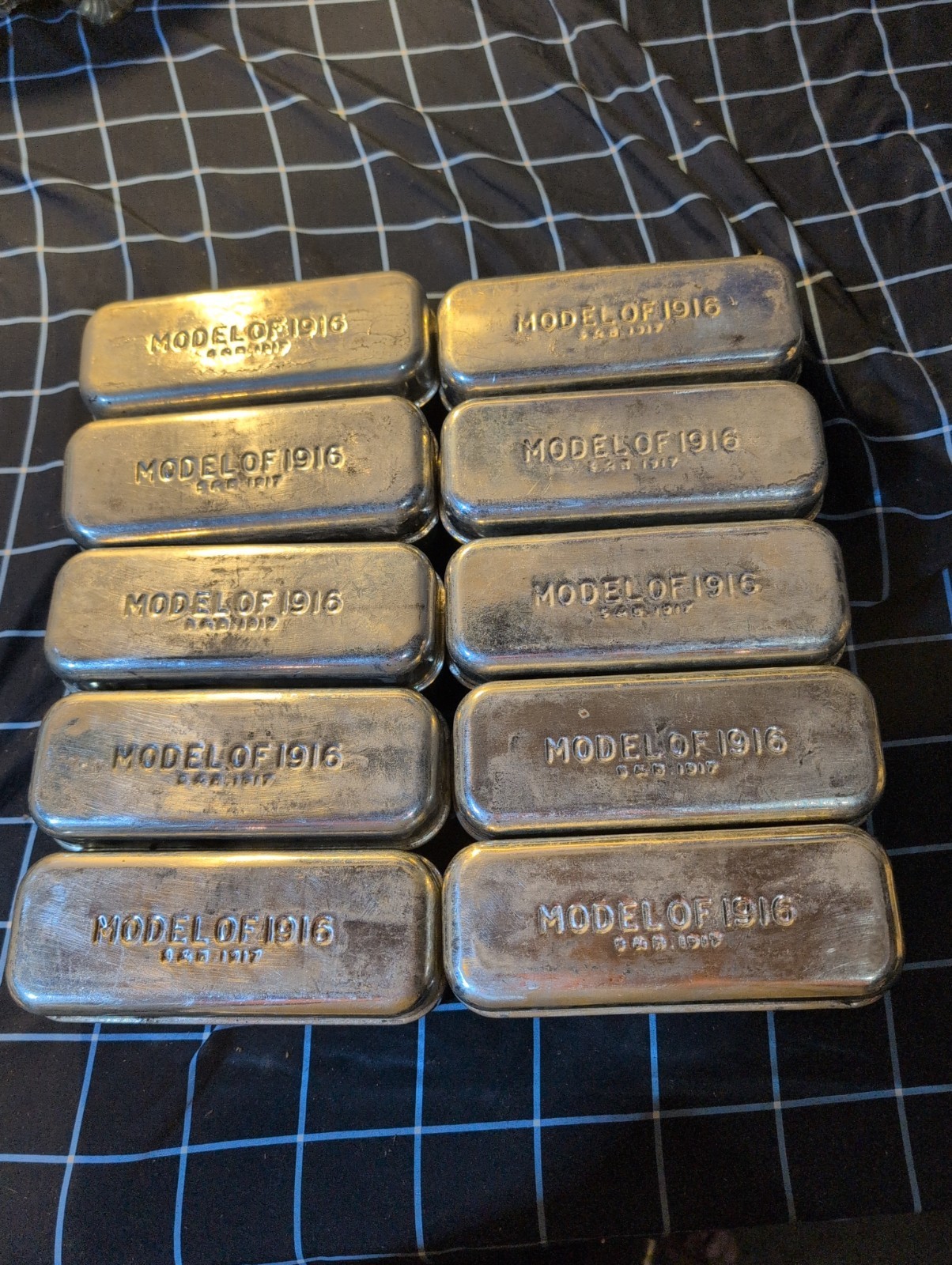 Original WWI U.S. Army Model 1916 1917 Bacon Ration Tins, Lot 10 Militatia USA Original WWI U.S. Army Model 1916 1917 Bacon Ration Tins, Lot 10 Militatia USA