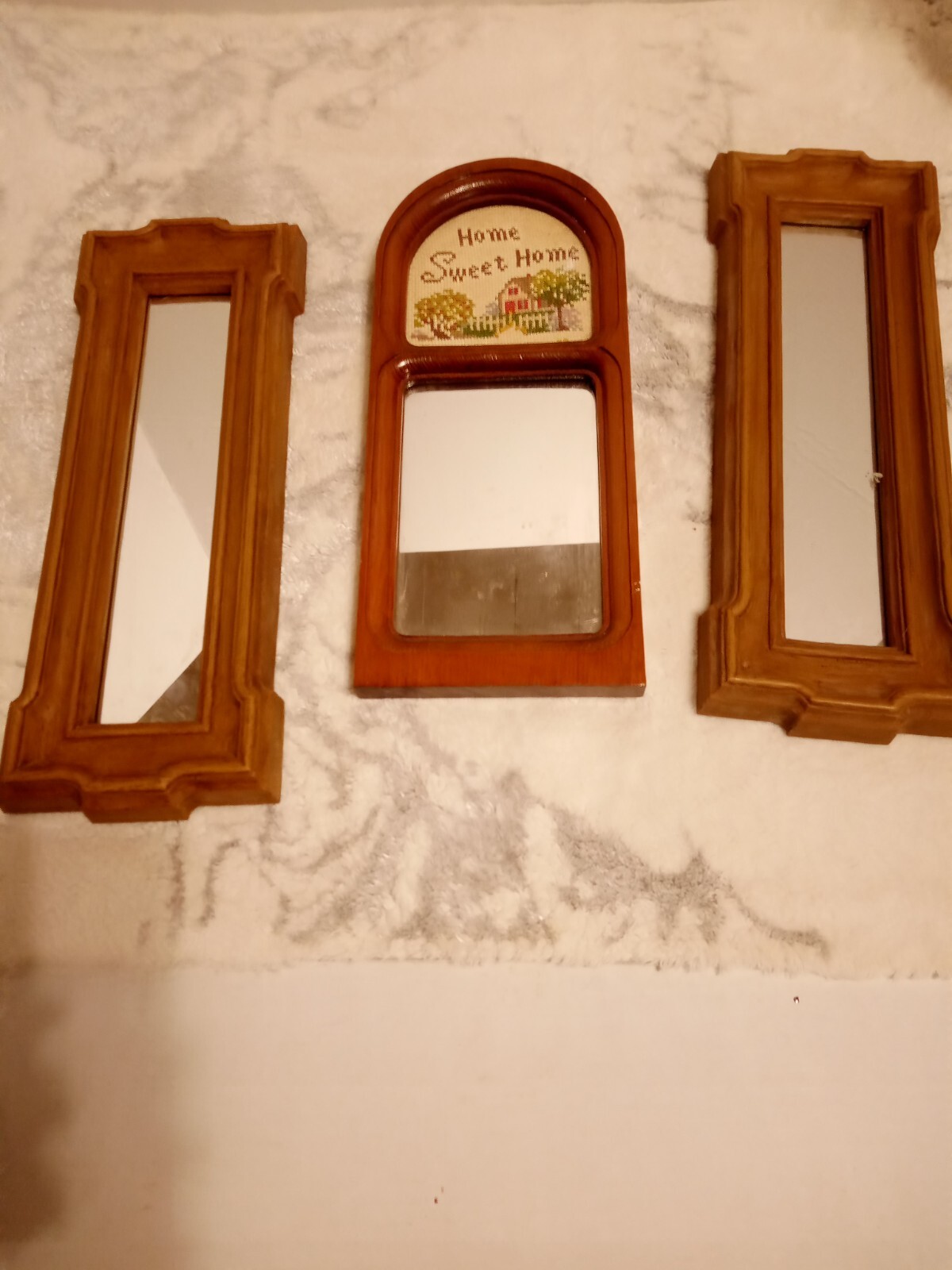 3 Vintage Rectangle Wall Mirror Brown Wood Frame 15