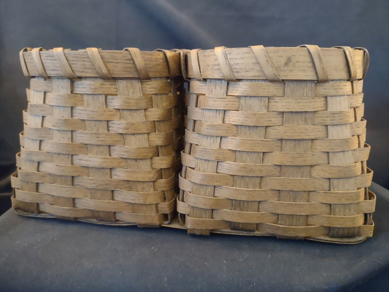 Vintage Basketville Twin Double Basket Split Wood Woven Vermont 10”