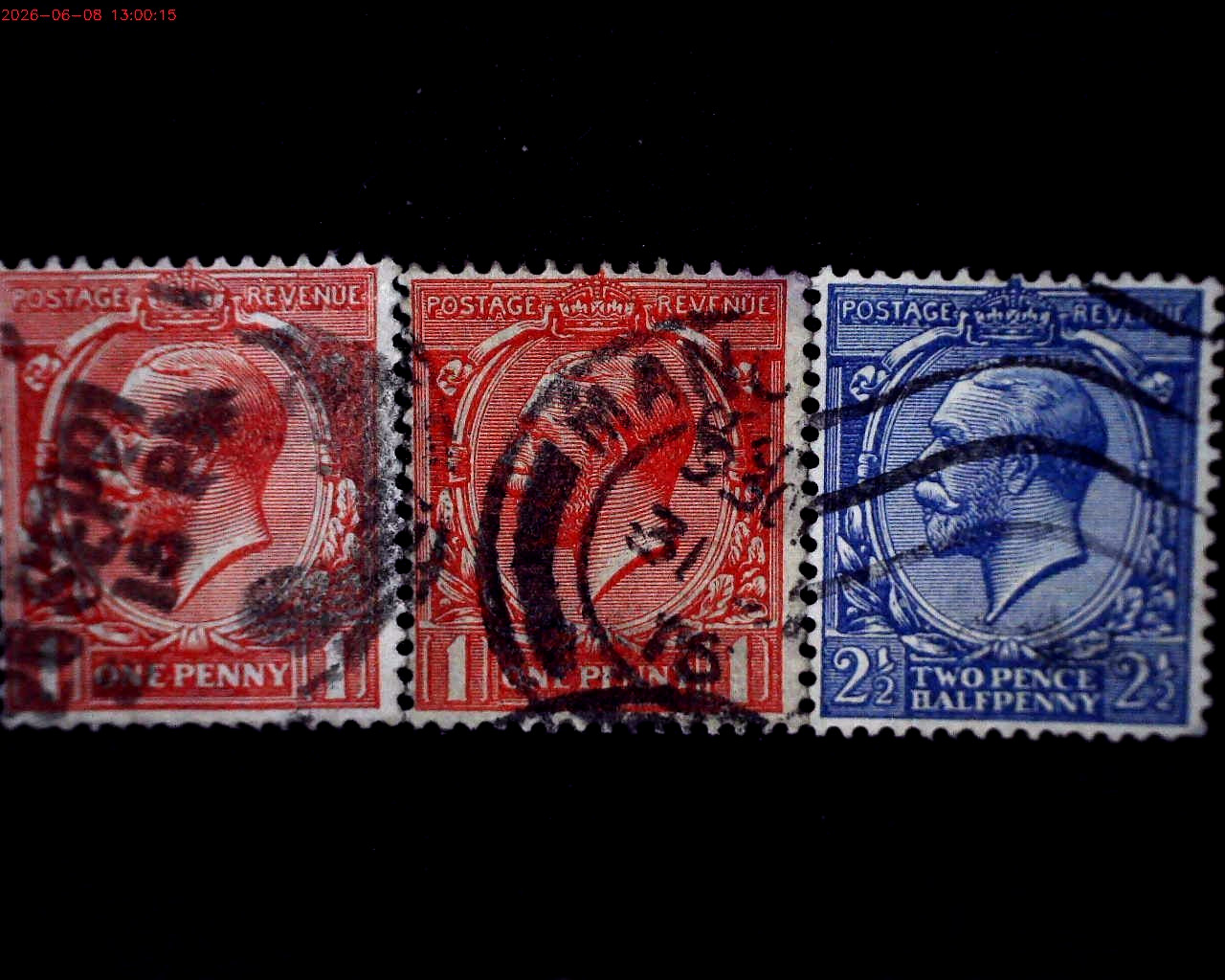 GB -UNITED KINGDOM, set of 3 stamps,  USED STAMPS, portrait of King George V, WM