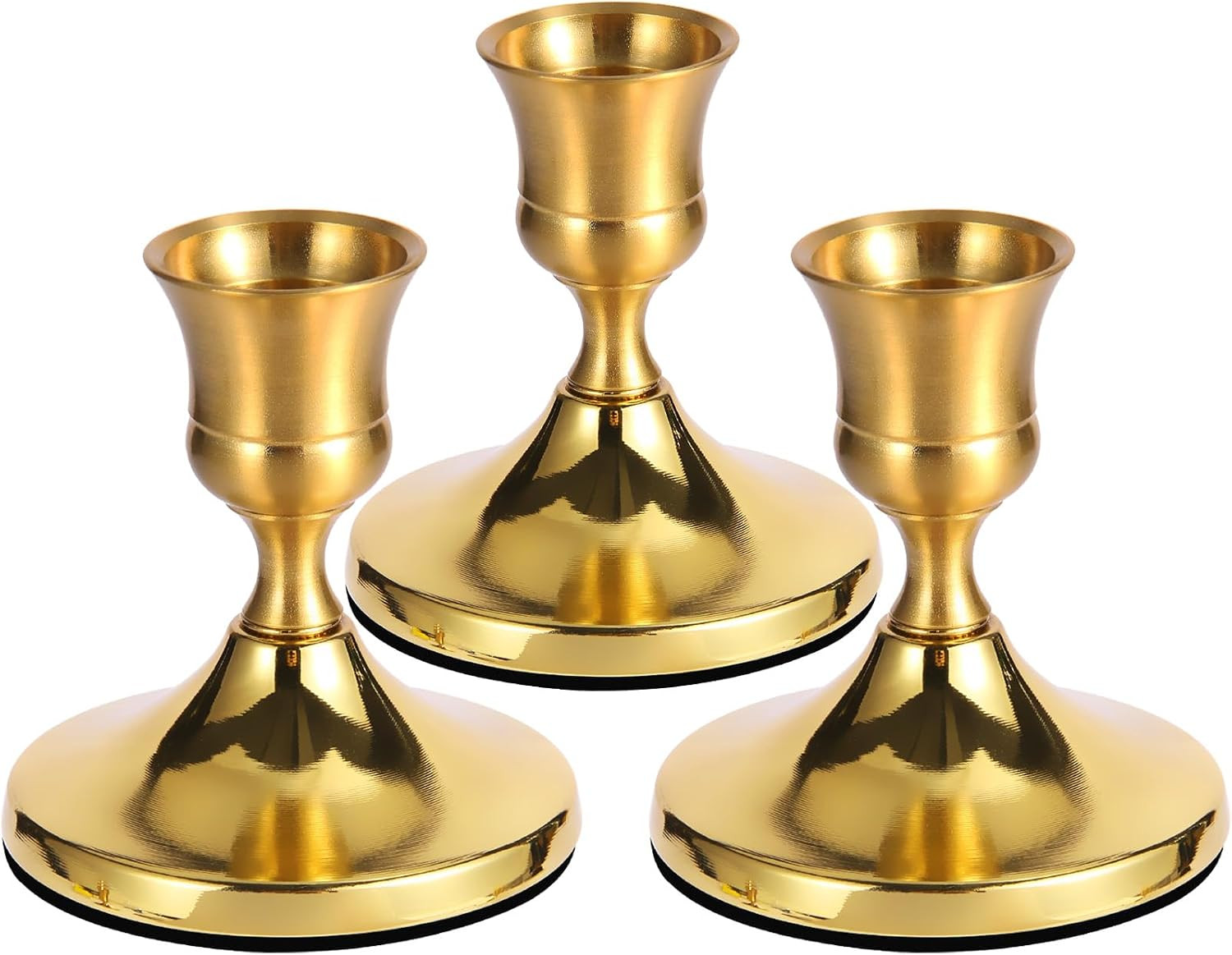 3 Pcs Brass Gold Taper Candle Holders, Vintage Metal Candlestick Holders Set for