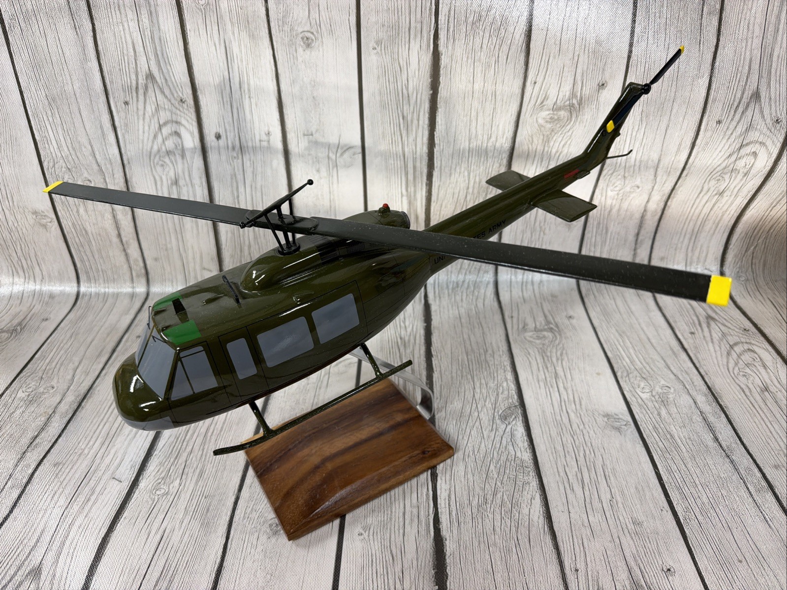 Hand Crafted Mahogany Wood UH-1 Iroquois Heli 18” Desk Top Model NEW Damaged