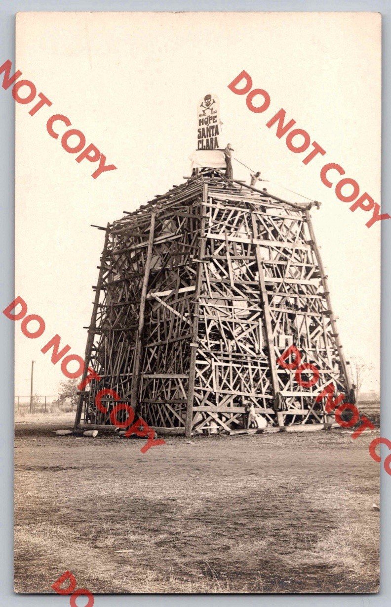 WOW 1910 The Hope Of Santa Clara Skull Banner PALO ALTO California CA RPPC Photo