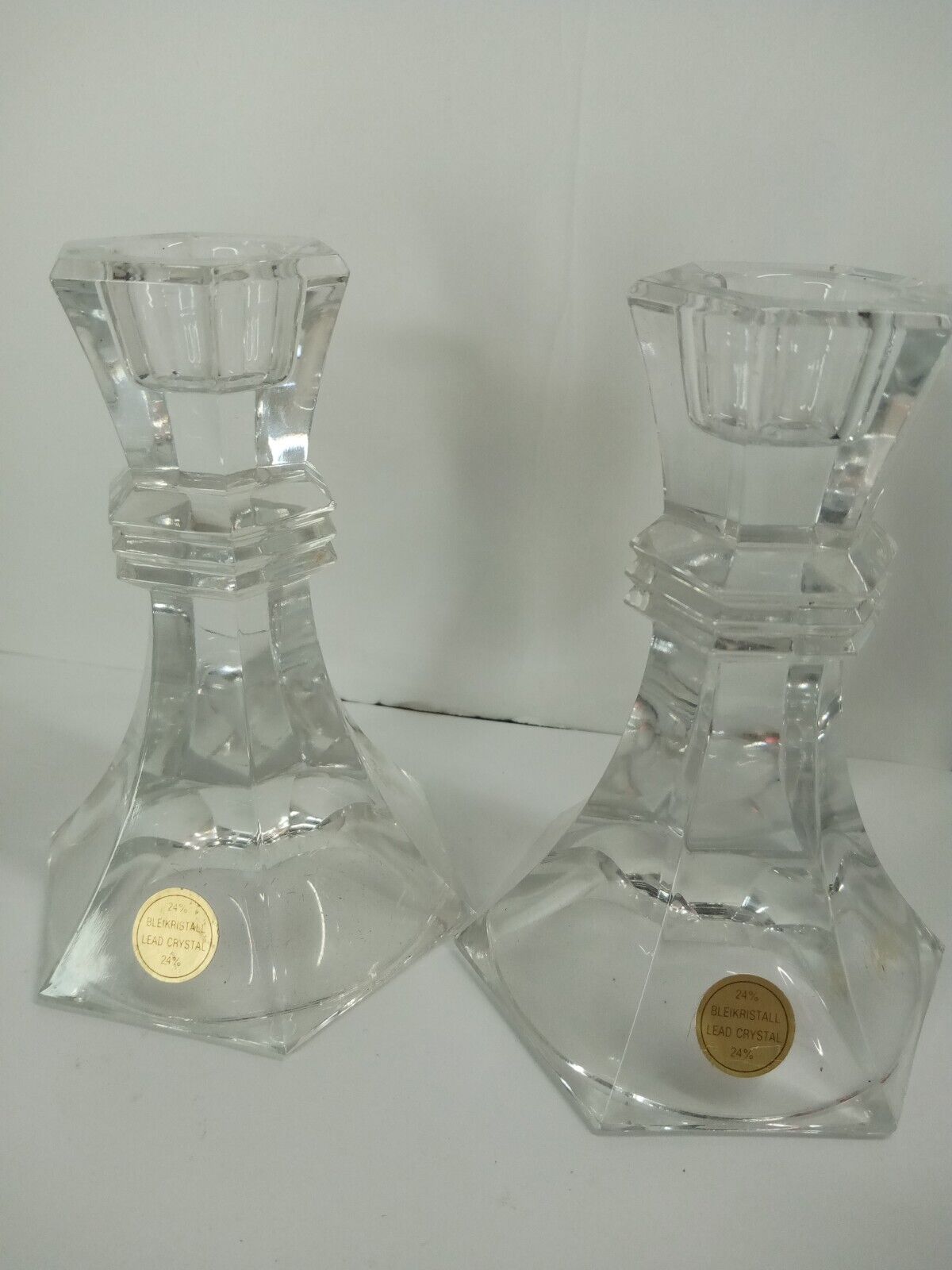 Bleikristall 24 Lead Crystal Candle Holders set of 2 Taper Candles Candlesticks