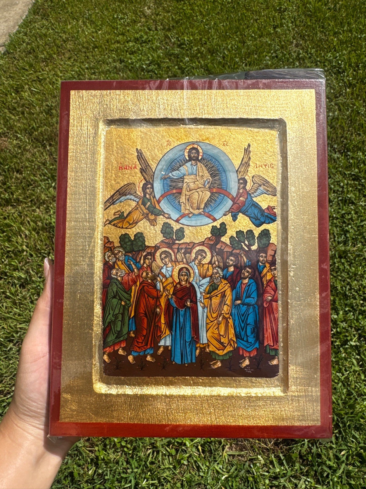 Ascension Orthodox Icon Raised Wood 18kt Gold Leaf