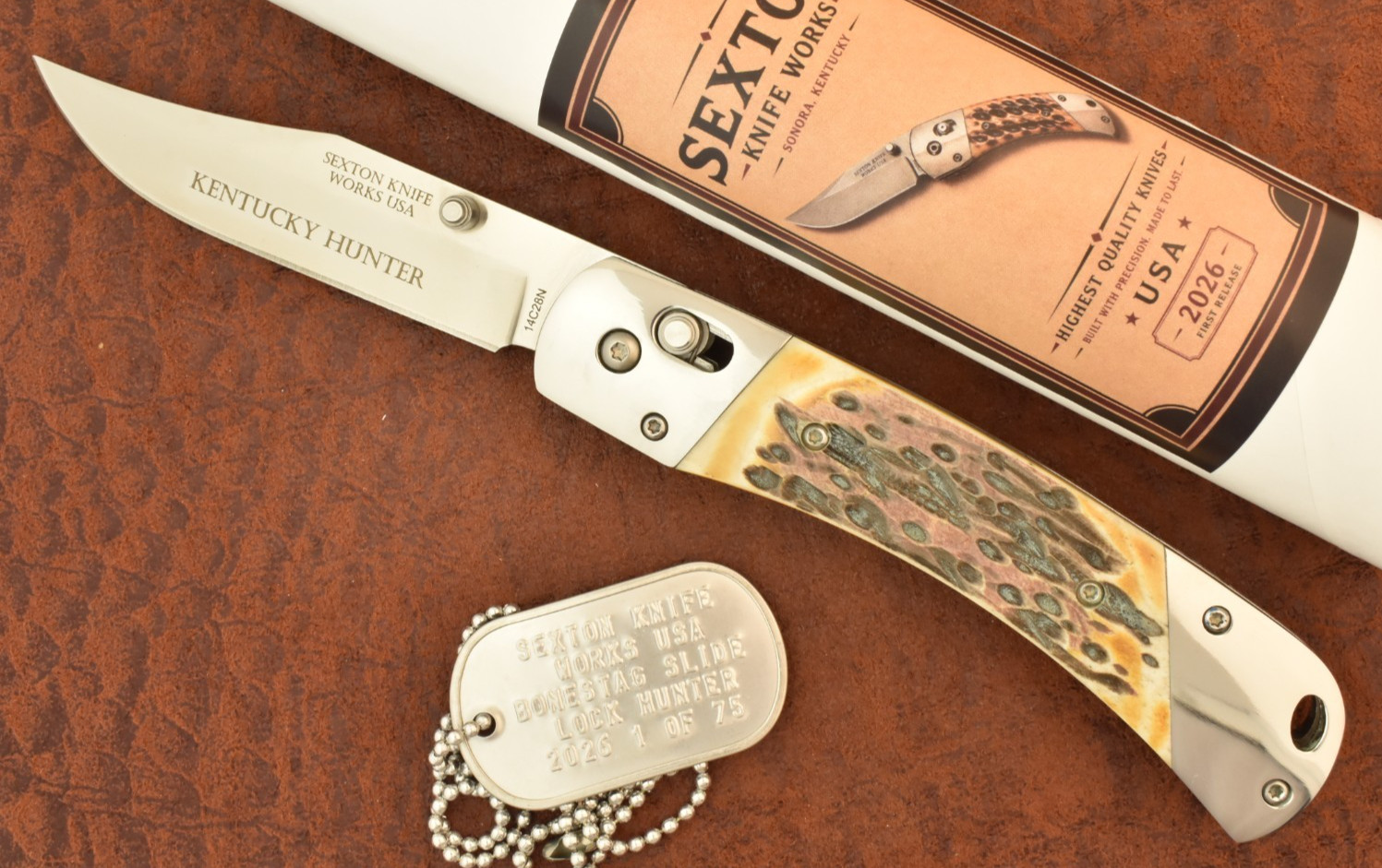 SEXTON KNIFE WORKS USA 2026 BONESTAG SLIDE LOCK KENTUCKY HUNTER KNIFE 1 of 75
