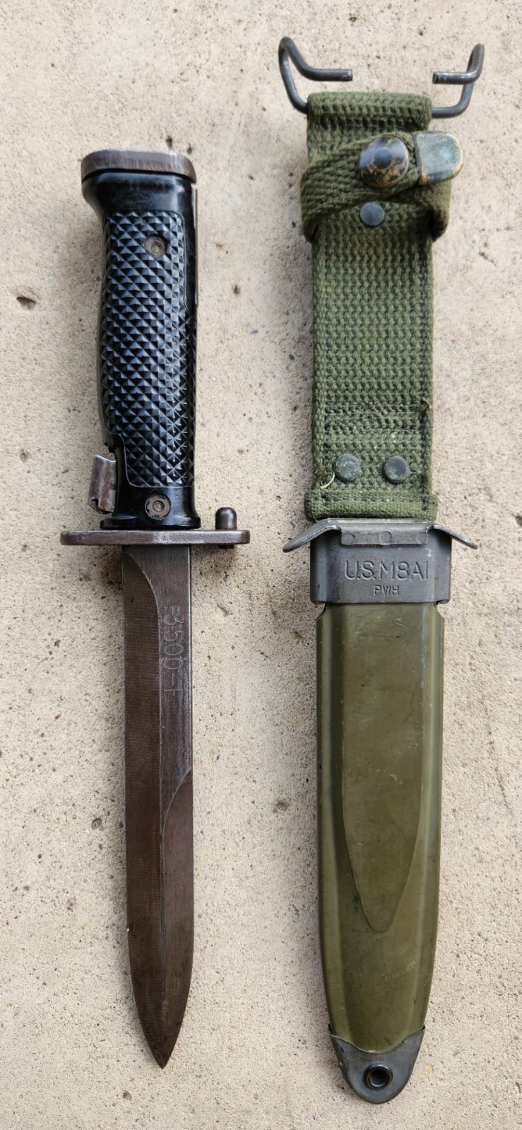 Vtg M5A1 Garand MILPAR CO Bayonet Foreign Military Aid M8A1 PWH Scabbard Sheath