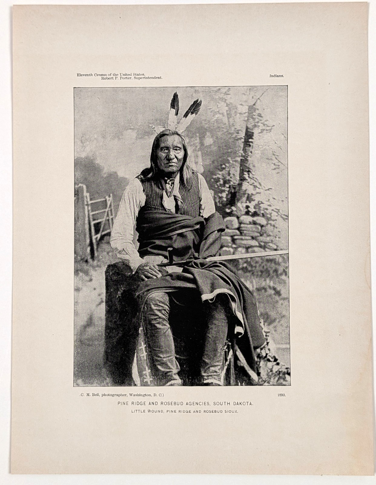 1890 SOUTH DAKOTA - PINE RIDGE ROSEBUD AGENCY - Native Americans Printed Photo