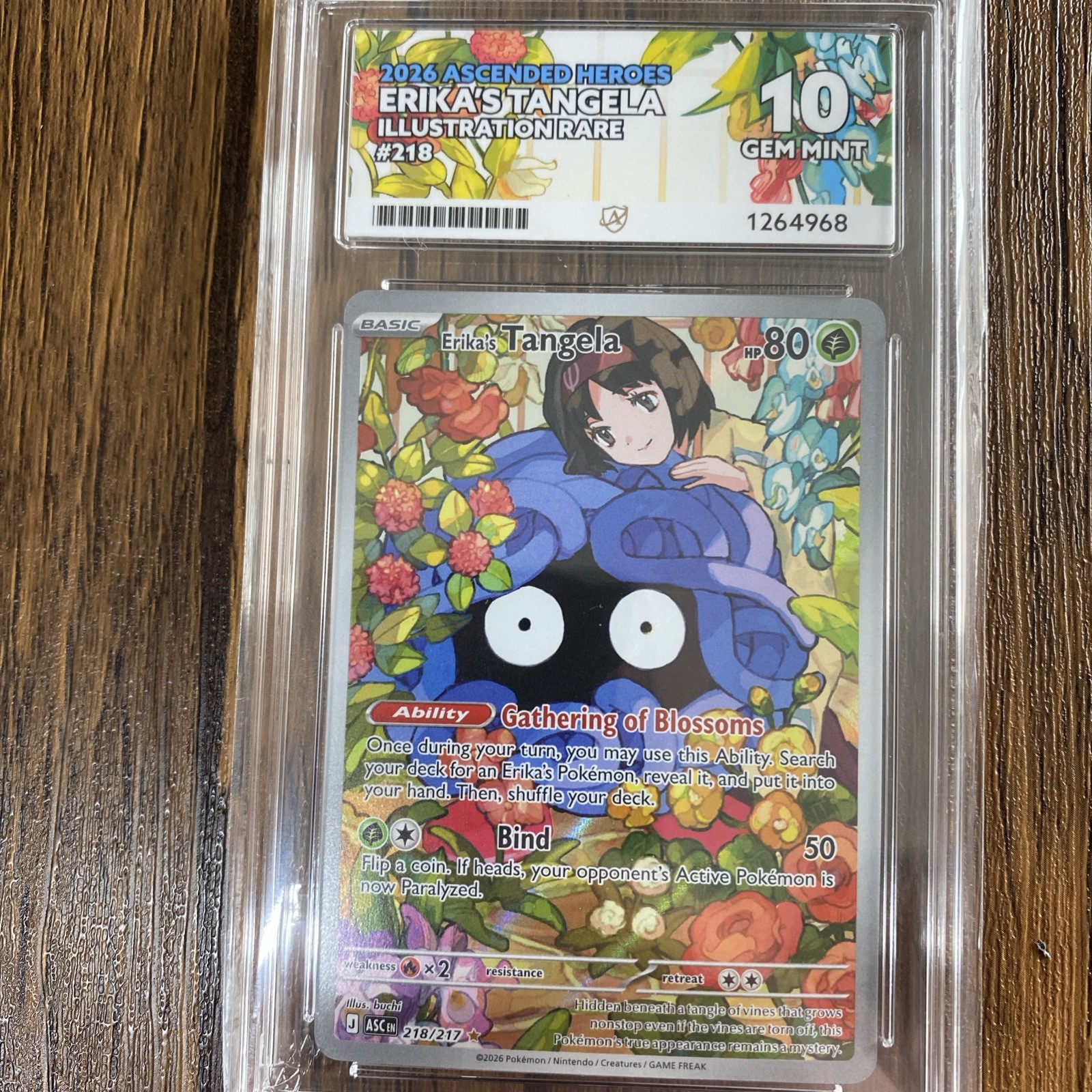 Erika\'s Tangela 218/217 Ascended Heros Graded Pokémon Card ACE 10 PERFECT SUBS Erika\'s Tangela 218/217 Ascended Heros Graded Pokémon Card ACE 10 PERFECT SUBS