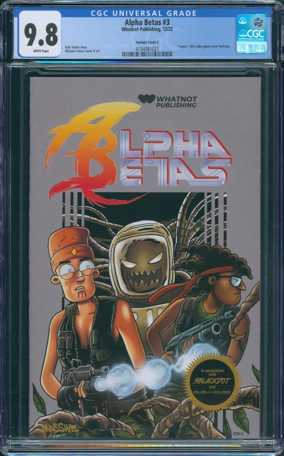 Aplha Betas 3 CGC 9.8 Contra Nintendo NES Video Game Homage Cover C Whatnot 2022