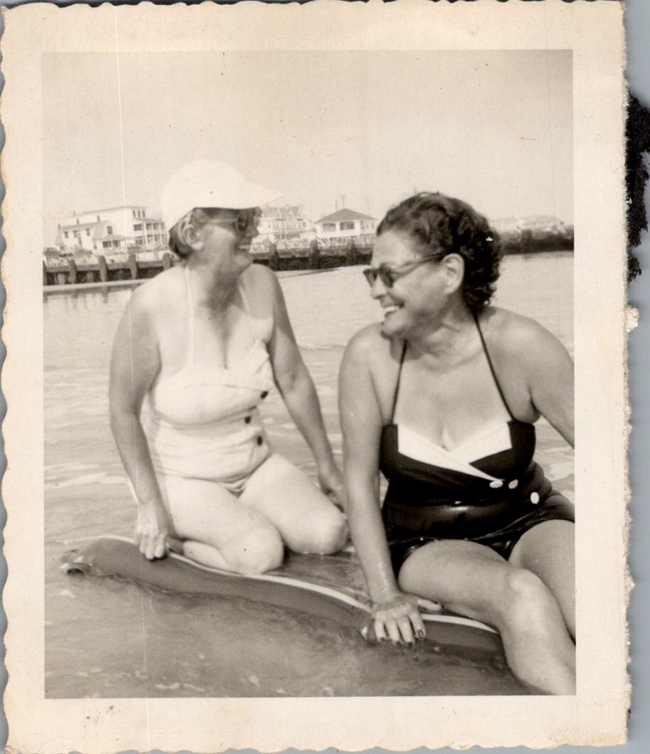 1950s Photograph Women on Surfboard Cape May NJ Boardwalk Beach Swimwear 1950s Photograph Women on Surfboard Cape May NJ Boardwalk Beach Swimwear