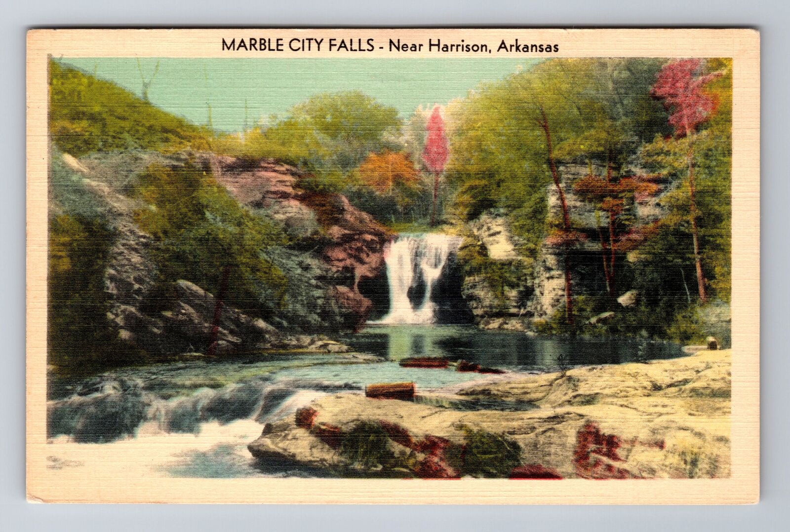 Harrison AR-Arkansas, Marble City Falls, Antique, Vintage Souvenir Postcard