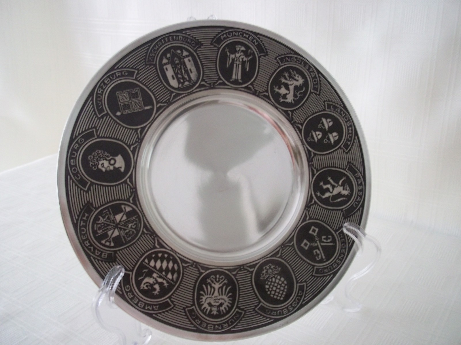  PEWTER WAPPEN TELLER COAT OF ARMS PLATTER of 12 Cities Germany
