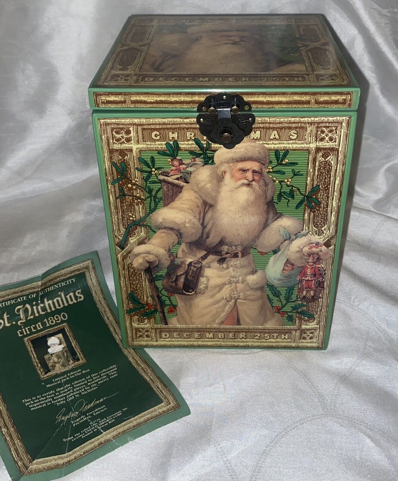 Enesco St. Nicholas Musical Santa Circa 1890 Ltd Ed Musical Jack In The Box #914