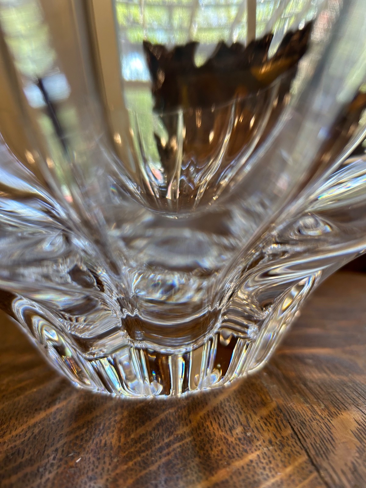 Vintage Clear Crystal Centerpiece Bowl with a Fluted Design, Possibly Heisey