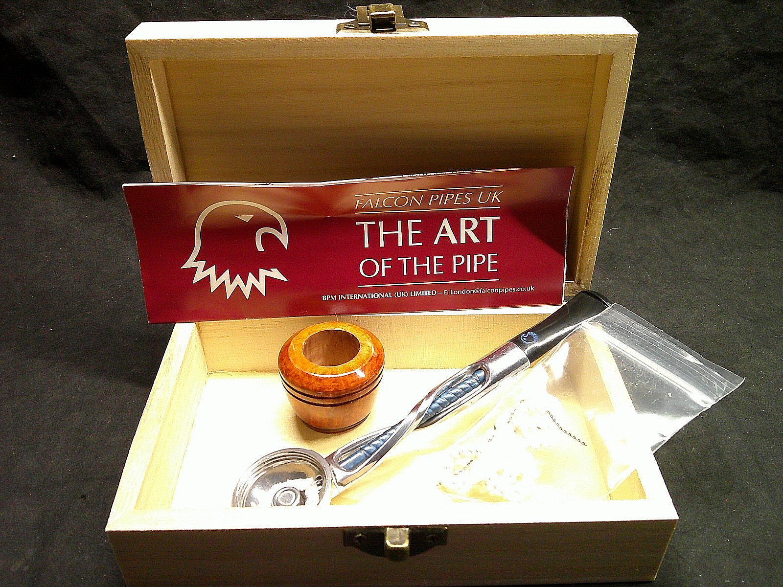 ✔️NEW FALCON PIPE BRIAR BULLDOG BOWL #AN 10 DARK BLUE SHILLELAGH STEM BOX -B