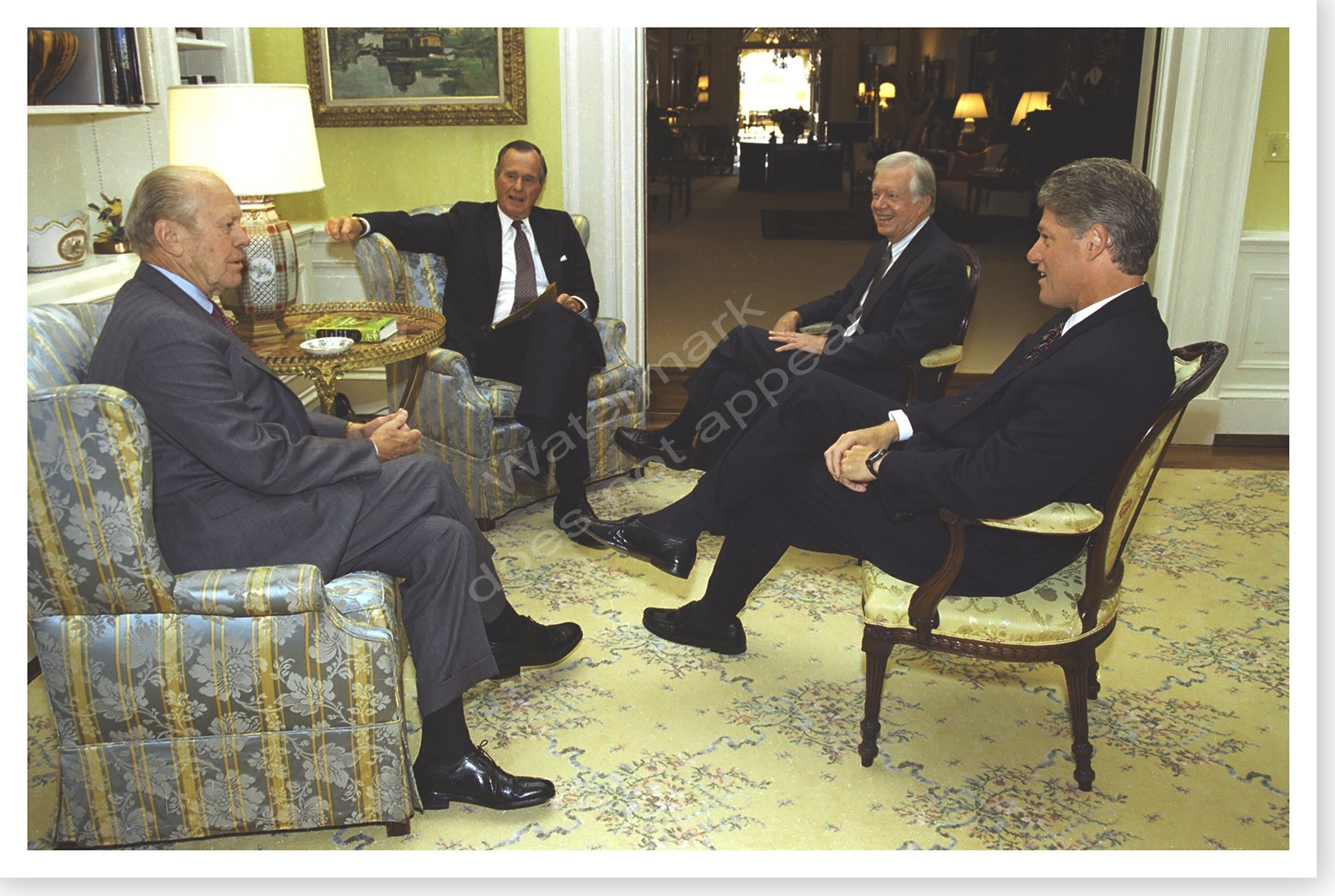 Jimmy Carter With Gerald Ford George Bush And Bill Clinton Silver Halide Photo