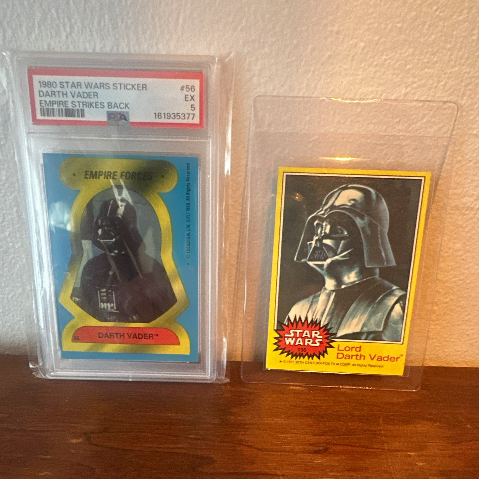 Topps 1980 and 1977 Star Wars Darth Vader Card/Sticker Lot of 2 #56 and #196