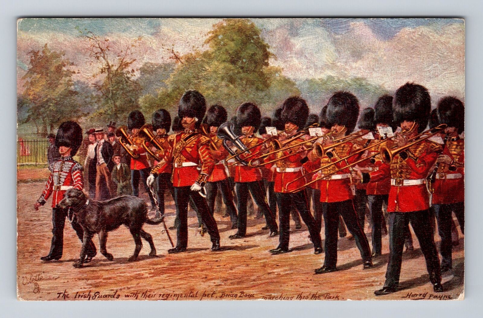 The Irish Guards, People, Antique, Vintage Souvenir Postcard