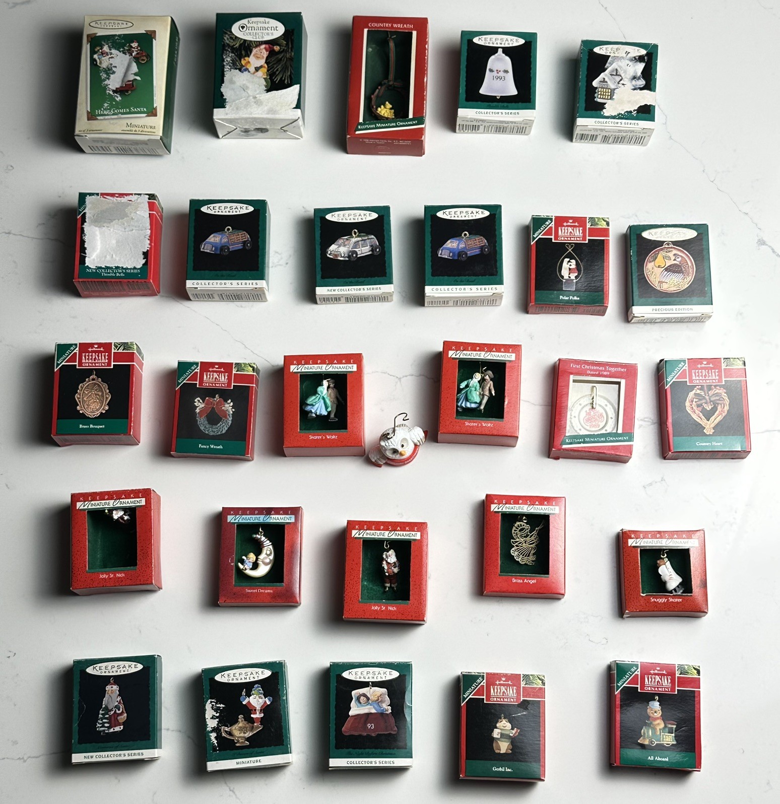 28 Vtg Hallmark Keepsake Miniature Ornaments Lot 1980 1990s Boxed Christmas Tree