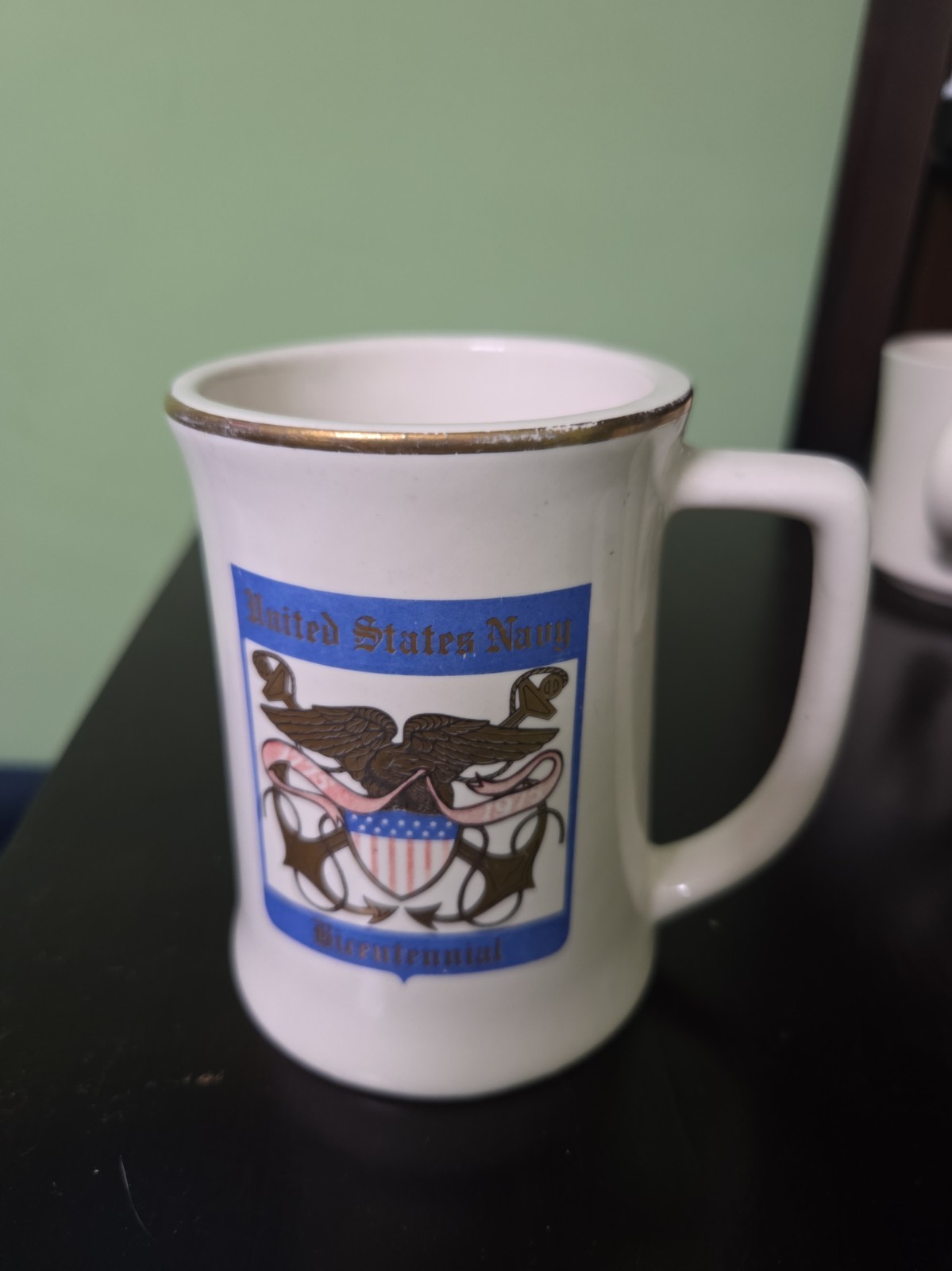 Vintage 1976 US Navy Bicentennial Ceramic Coffee Mug Buntingware Military 1776