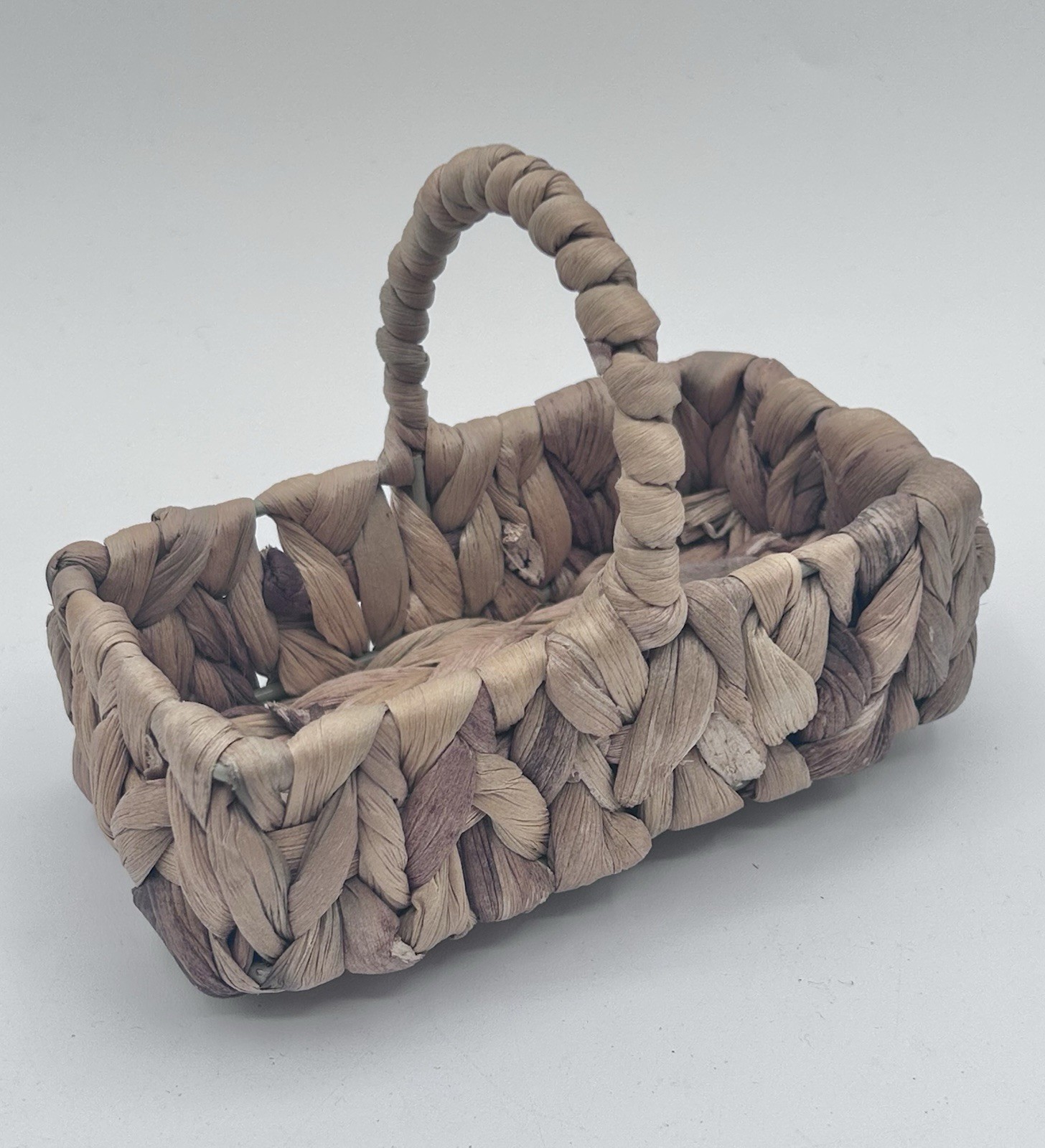 Vintage Reed Wooden Mini Basket Natural Tan 5.25\ Vintage Reed Wooden Mini Basket Natural Tan 5.25\