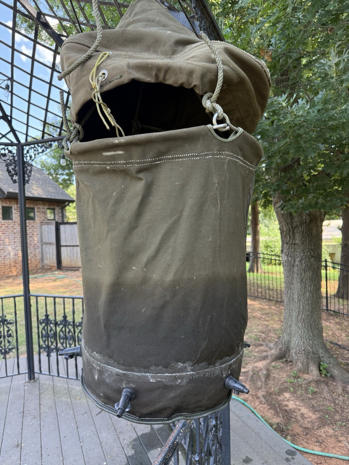 USGI Water Canvas Lyster Hanging Bag 36 Gallon. Military Surplus Camp Hydration