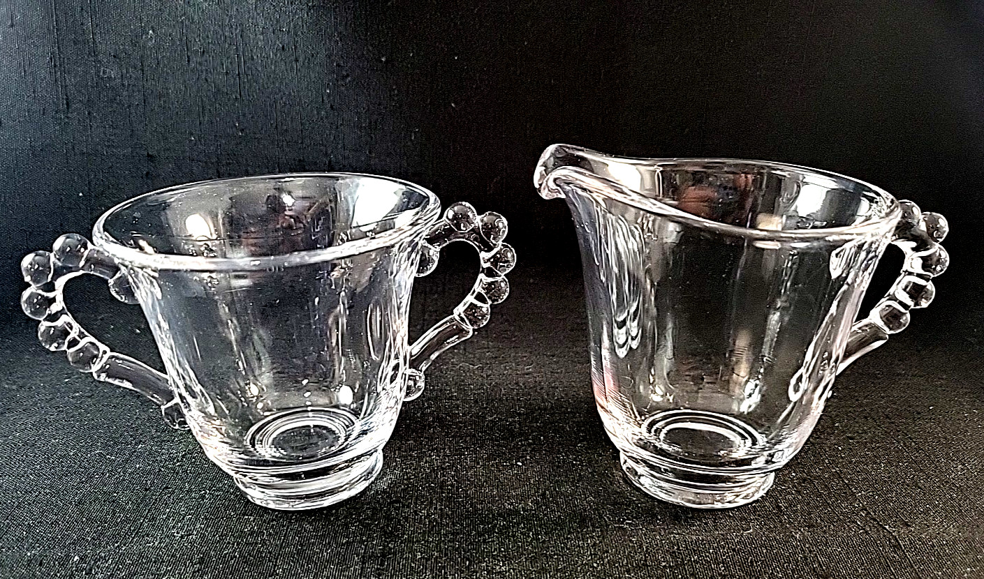 Vintage Imperial Glass Candlewick Cream & Sugar Set 