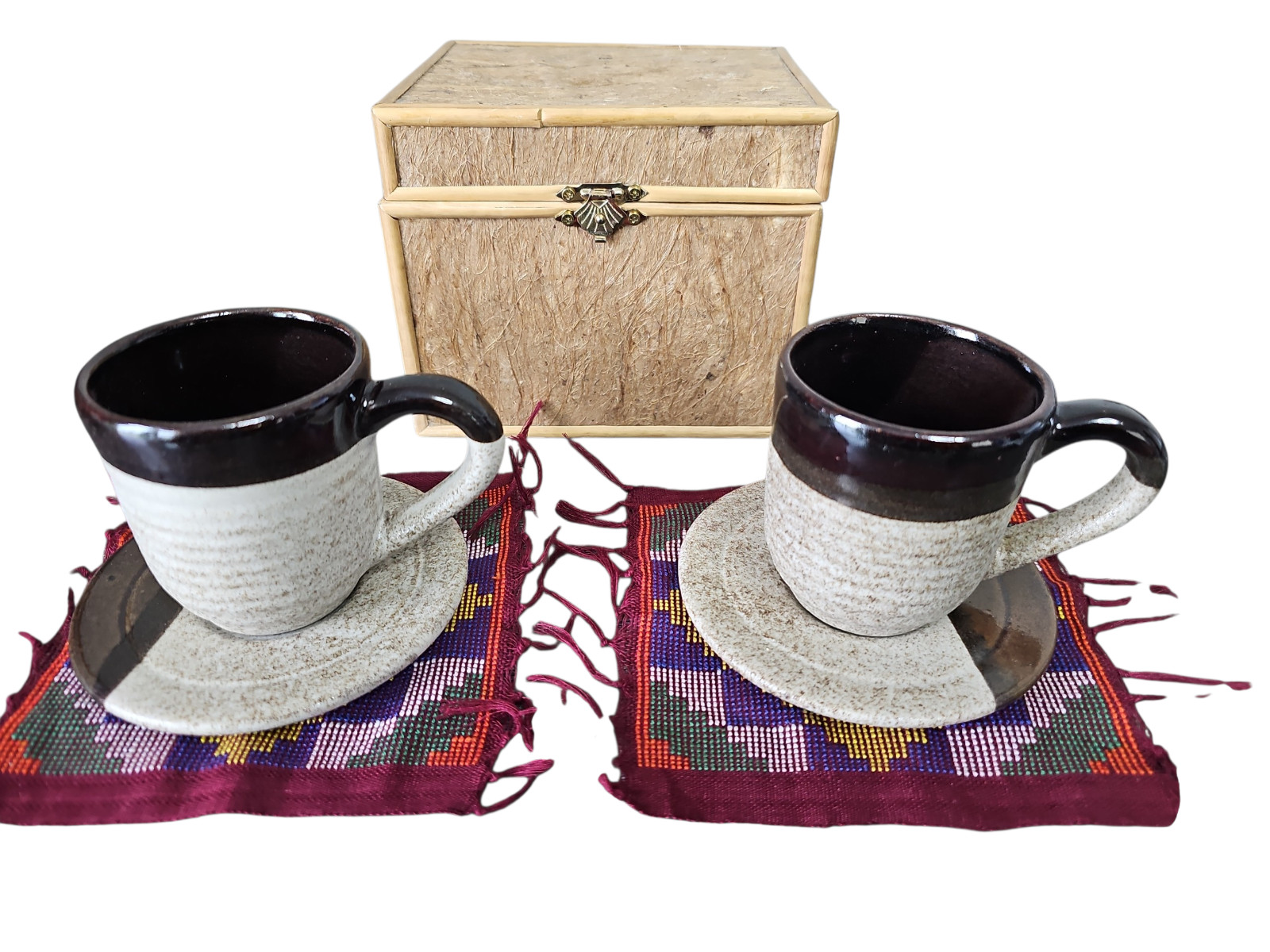 Rare Mt. Pinatubo Ash Glazed Tea/Espresso Cup Set, Handcrafted, Never Used