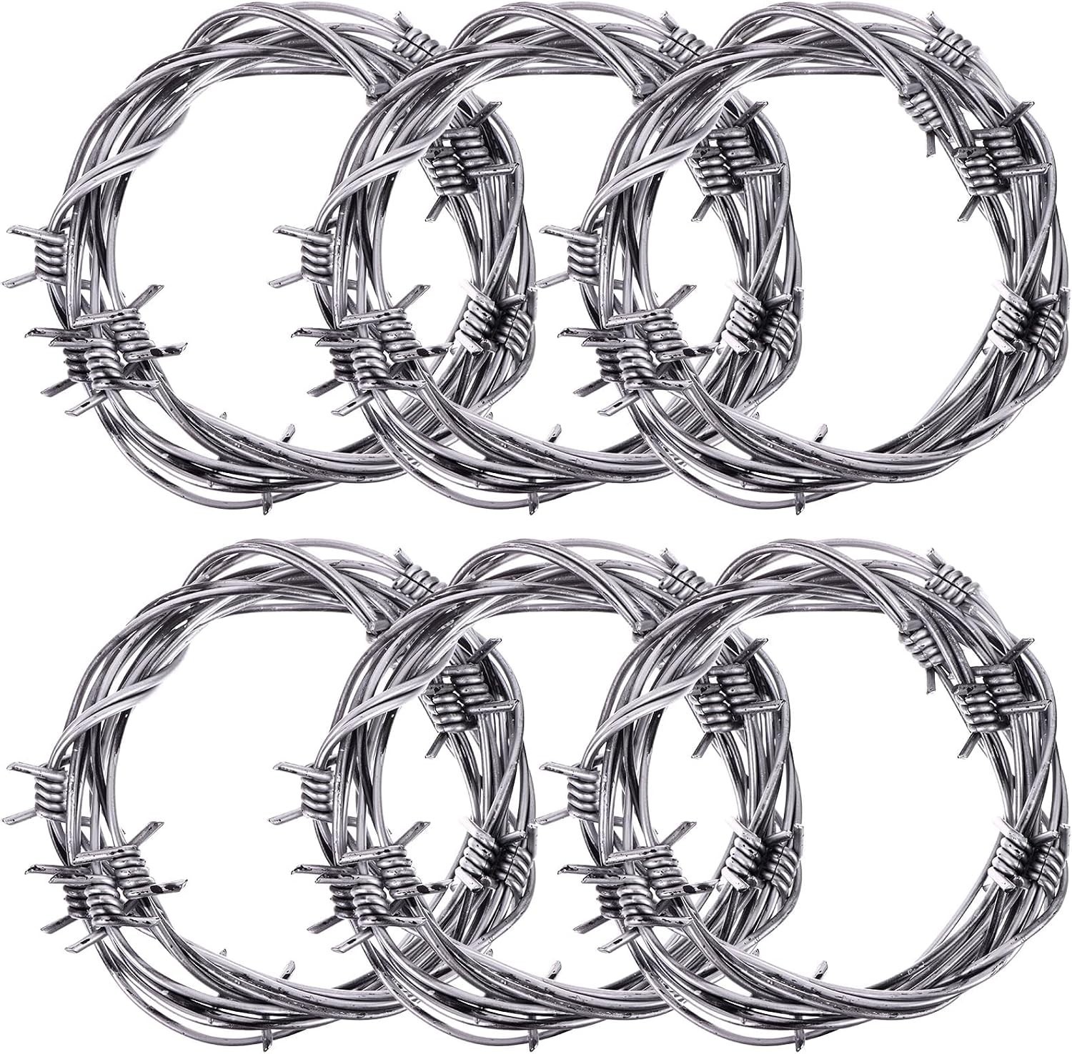 Plastic Fake Barbed Wire 49 Ft Rusted Silver Barb Wire Prop 6 Pk Western Decor