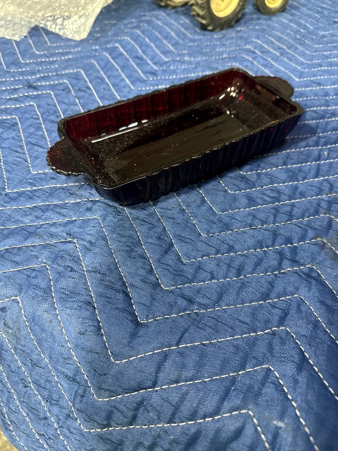 Avon 1876 Cape Cod Ruby Red Glass Butter Dish Bottom Only No Lid