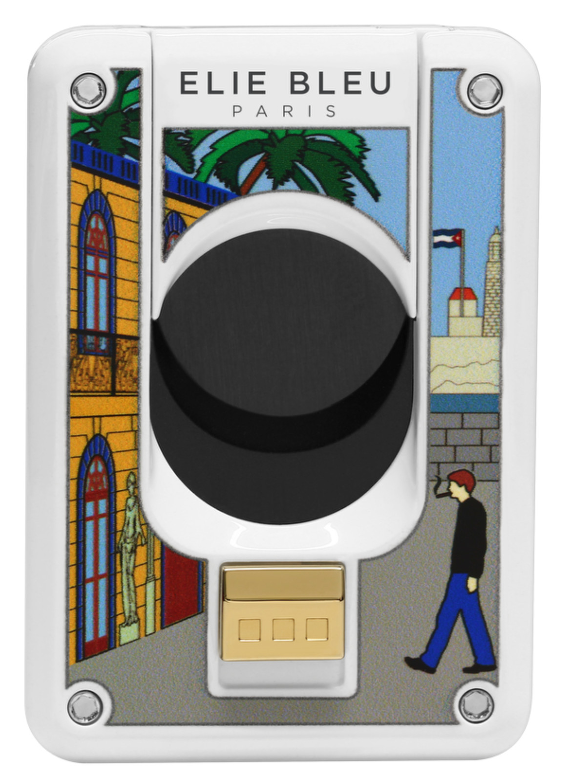 Elie Bleu Limited Edition Casa Cubana White Cigar Cutter, EBC4476, New In Box