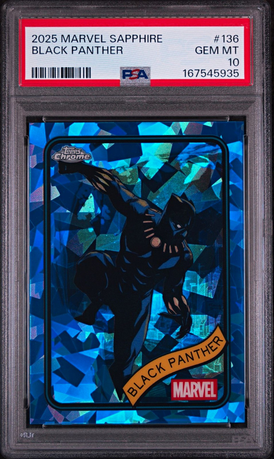 2025 Topps Marvel Sapphire Black Panther #136 PSA 10 GEM MINT POP 1
