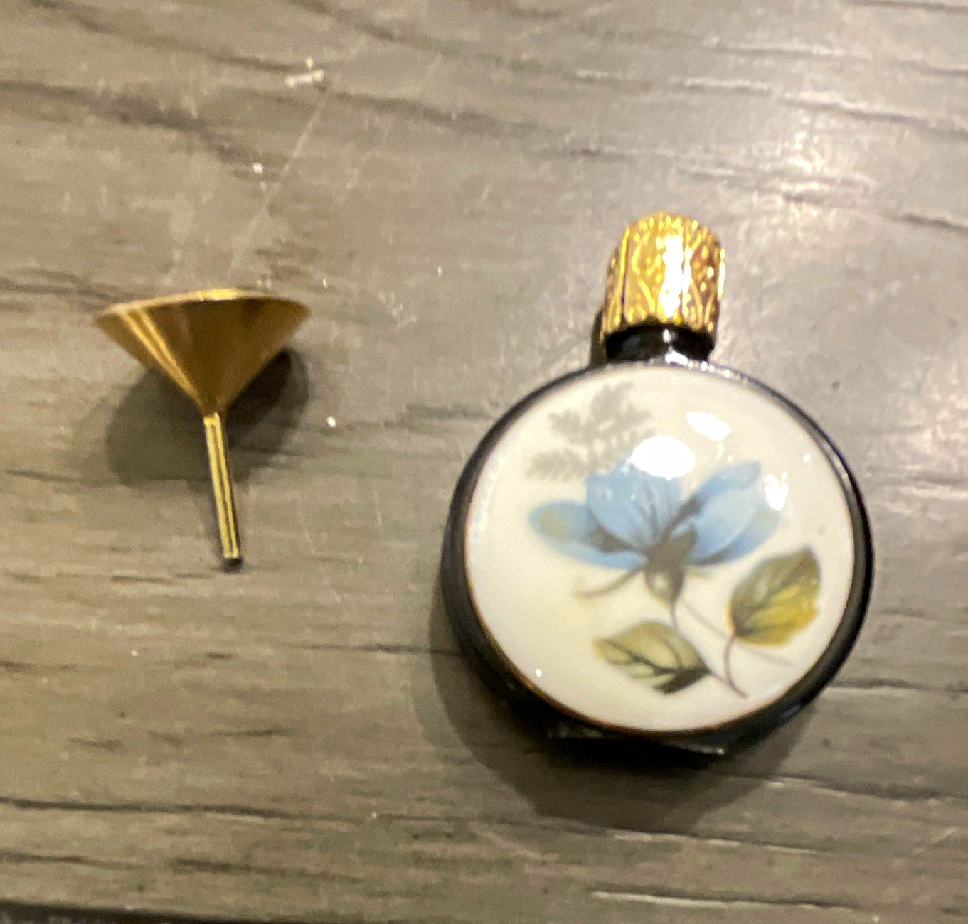 Vintage Austrian Pompadour Miniature Perfume Bottle Black Glass Hand Painted Vintage Austrian Pompadour Miniature Perfume Bottle Black Glass Hand Painted