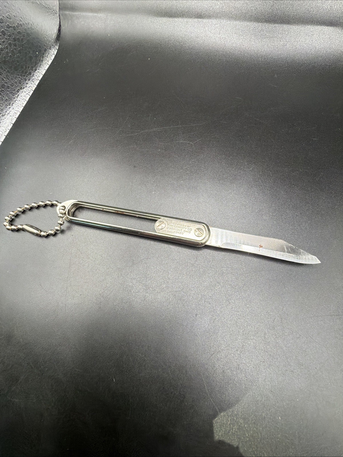 Vintage Christy Co Blow Glass Advertising Sliding Pocket Knife Fremont OH As Is