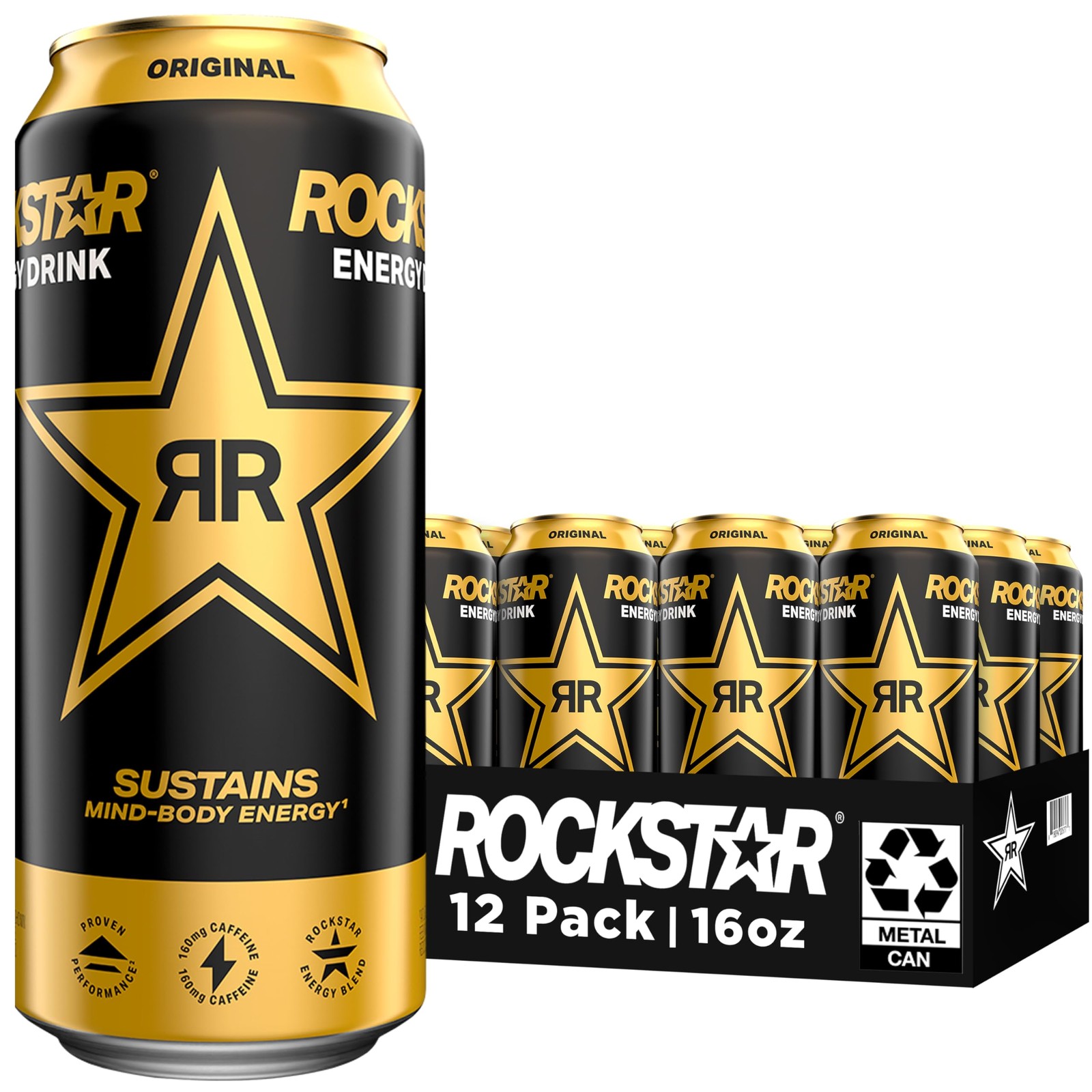 Rockstar Energy Drink, Original, 16 Fl Oz Cans (Pack of 16 12)