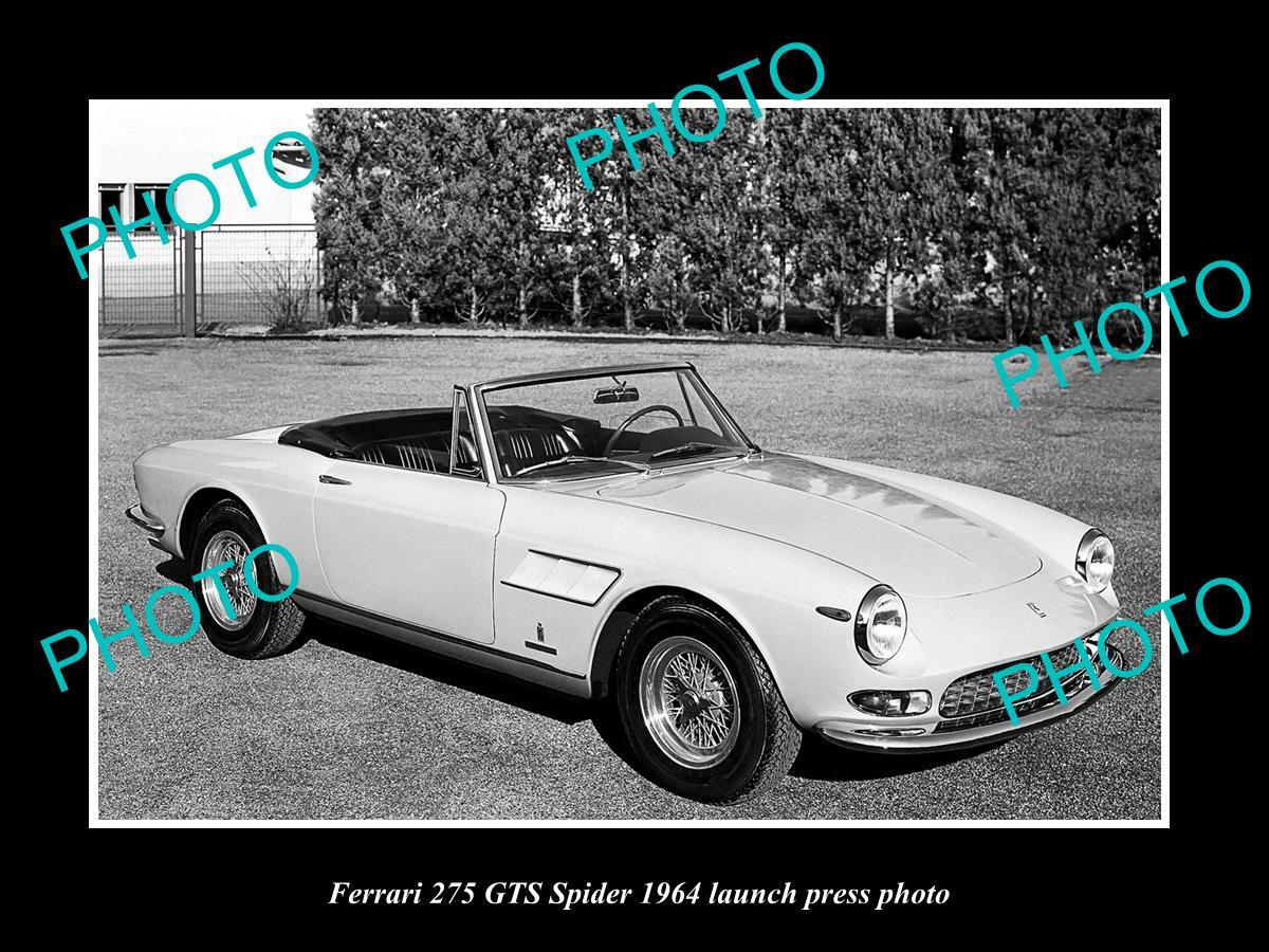 OLD LARGE HISTORIC PHOTO OF FERRARI 275 GTS SPIDER 1964 LAUNCH PRESS PHOTO 2