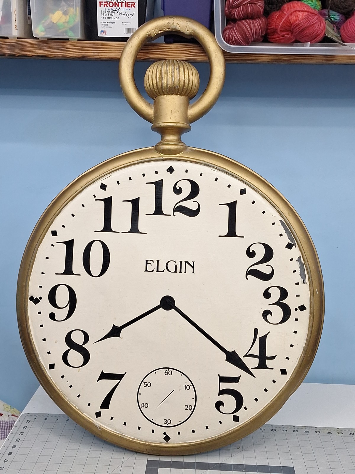 Antique 2-Sided Jeweler Pocket Watch Metal Trade Sign - 37 Inches Tall