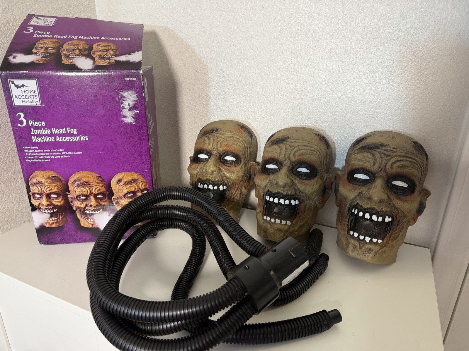 3 Pc Zombie Face Fog Machine Accessory Spews Out Mouth 12 X 7 Inches Halloween