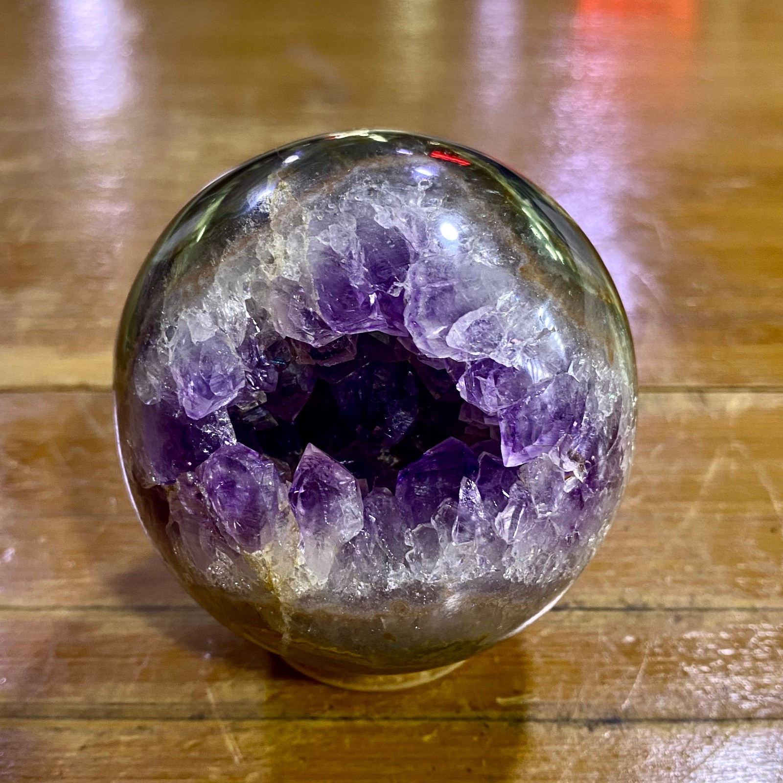 450G Natural Uruguayan Amethyst Quartz crystal open smile ball therapy