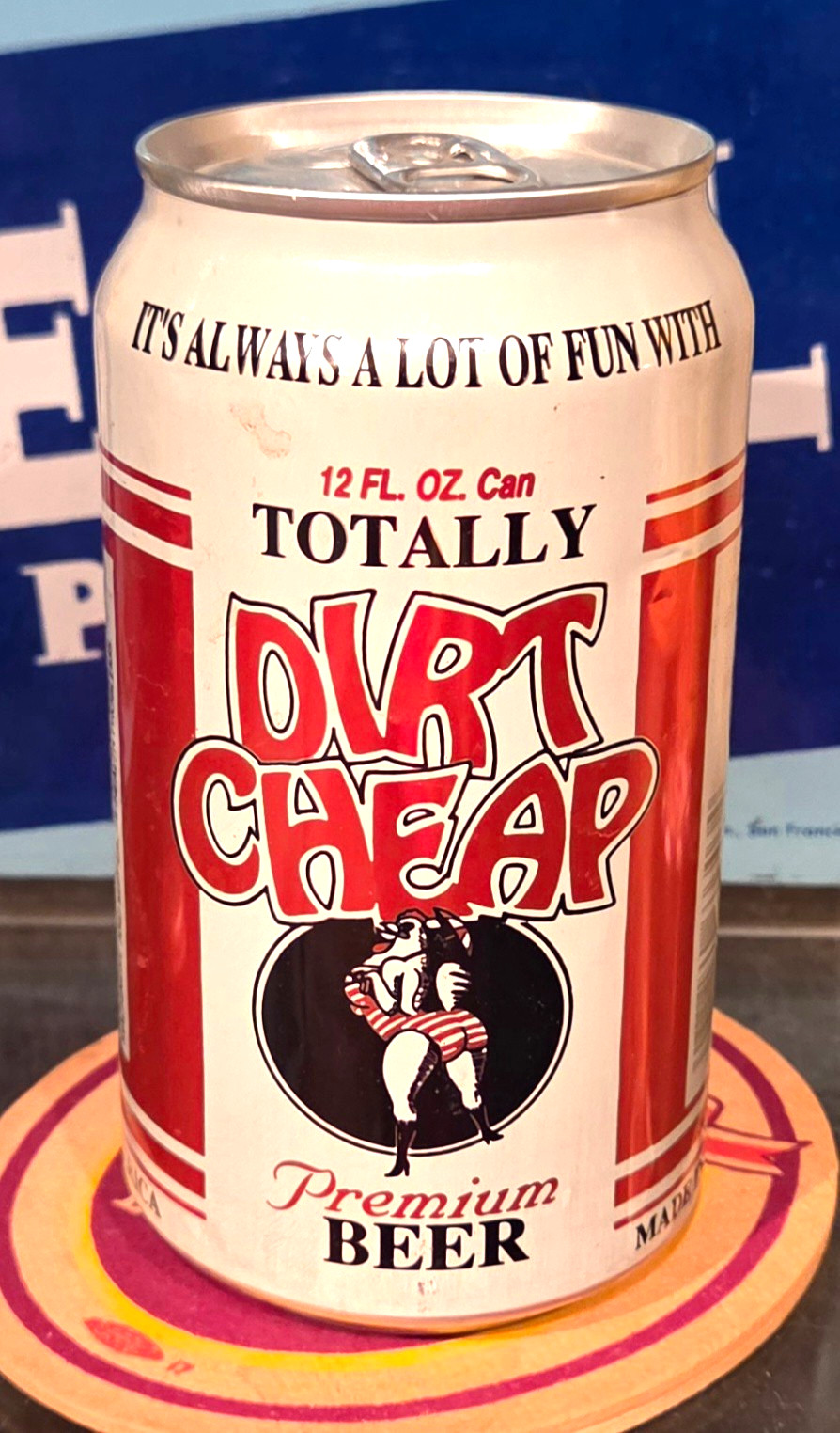 1980s DIRT CHEAP STAY TAB BEER CAN DIRT CHEAP BREWING OF ST LOUIS BY PITTSBURGH