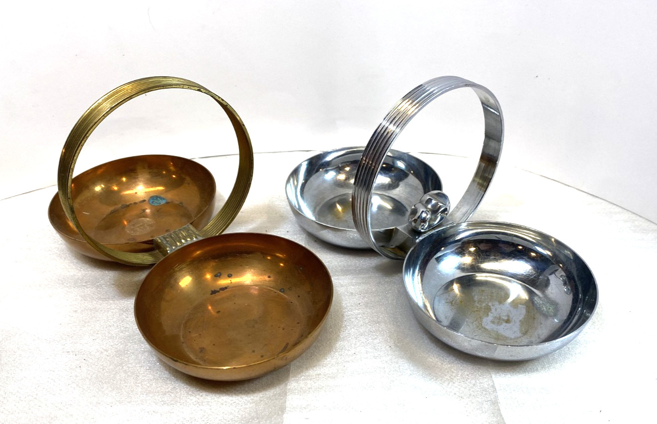 Vintage Chase Candy-Nut Servers, Copper and Chrome - Lot of 2