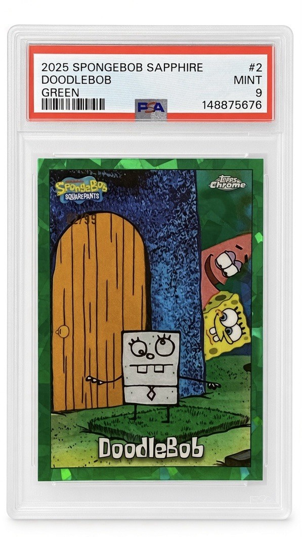 Topps 2025 SpongeBob Sapphire #2 DoodleBob Green Parallel PSA 9 148875676
