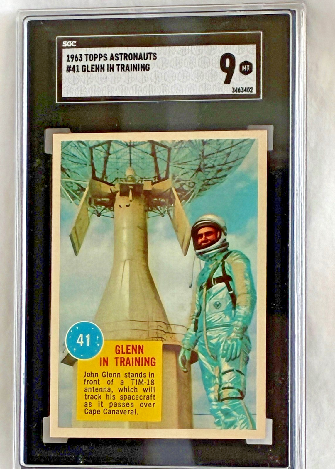 1963 Topps Astronauts. 3-D Back. Card # 41 Glenn in Training SGC 9 MINT