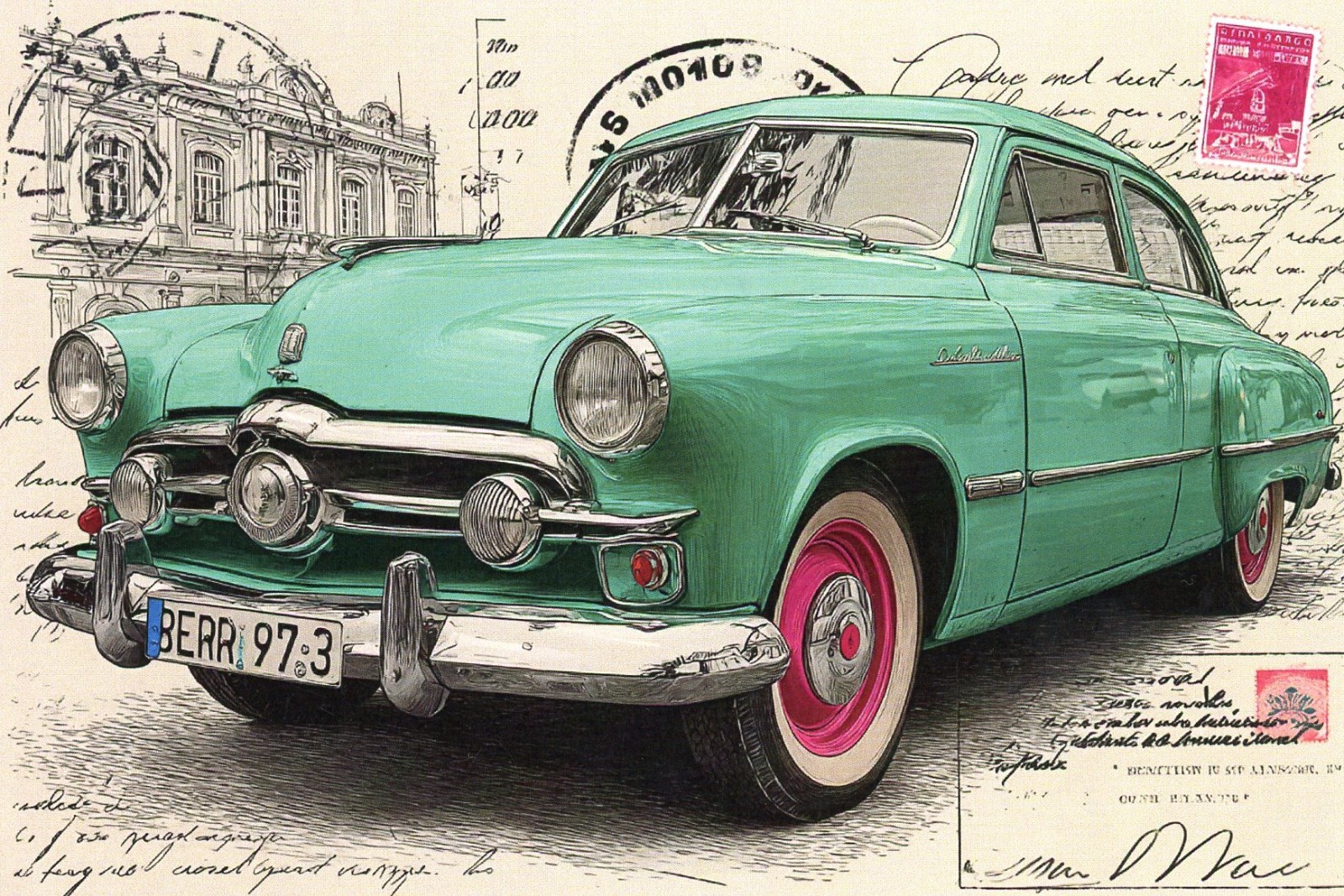 1951 Studebaker Champion Four-door Sedan (Address side blank) --New POSTCARD